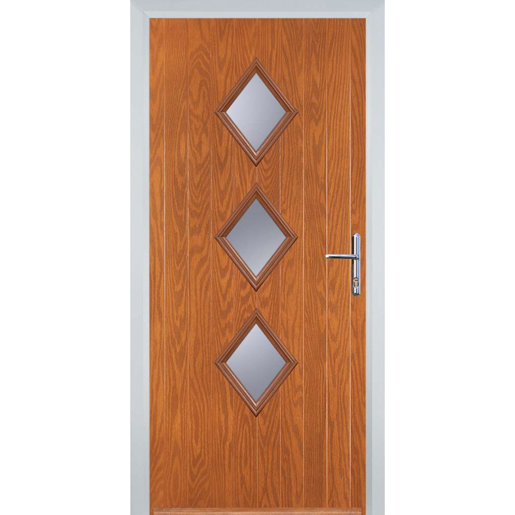 Door Stop 3 Diamond (P3) Composite Contemporary Door In Oak Image