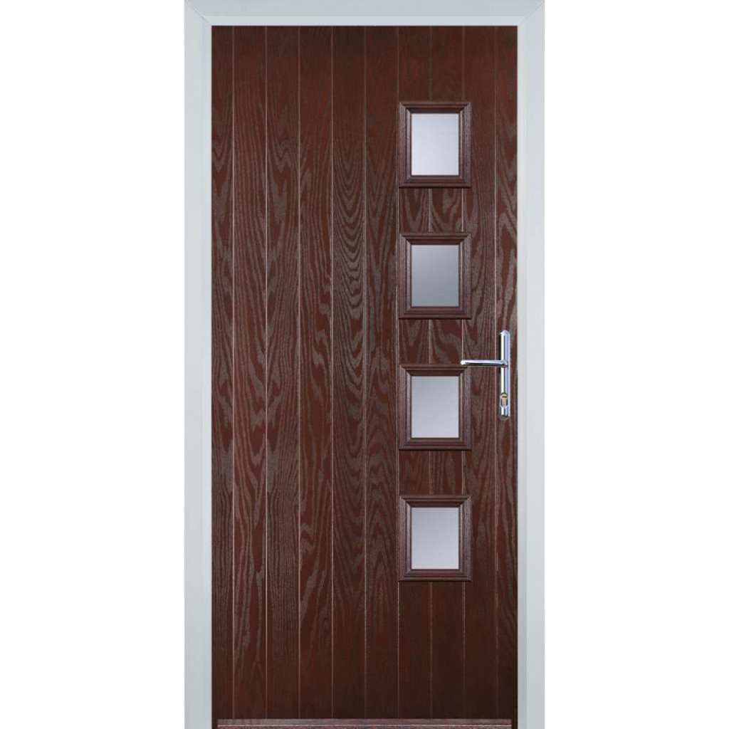 Door Stop 4 Square (W4) Composite Contemporary Door In Dark Wood Image
