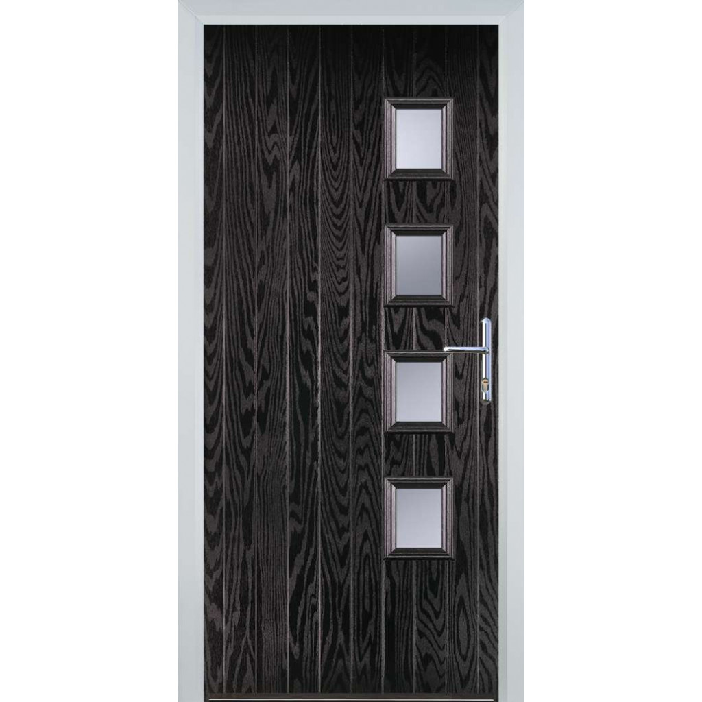 Door Stop 4 Square (W4) Composite Contemporary Door In Black Brown Image