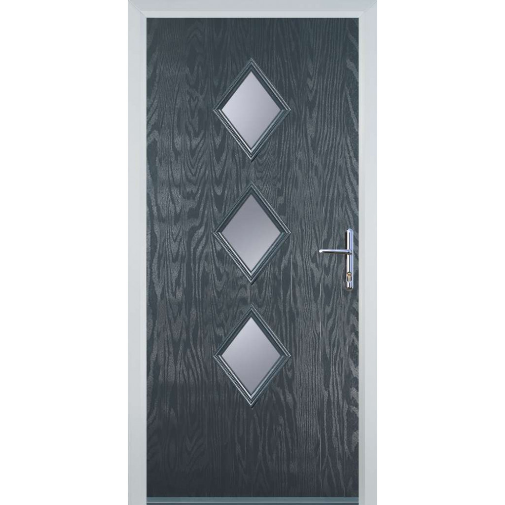 Door Stop 3 Diamond - Flush Grained (P3) Composite Flush Door In Grey Image