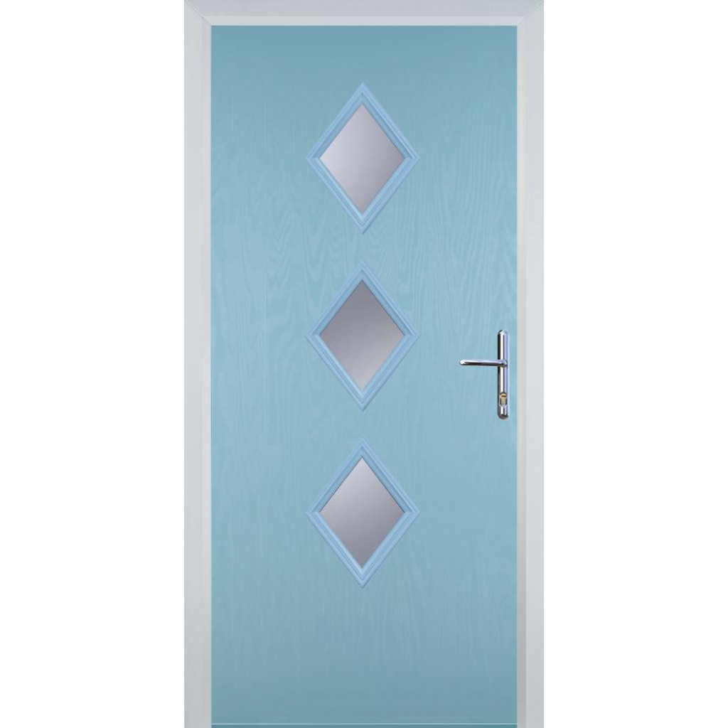 Door Stop 3 Diamond - Flush Grained (P3) Composite Flush Door In Duck Egg Blue Image