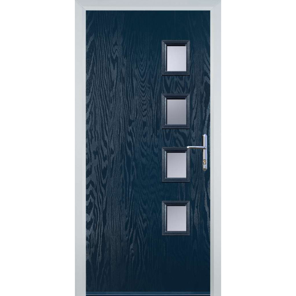 Door Stop 4 Square - Flush Grained (W4) Composite Flush Door In Blue Image