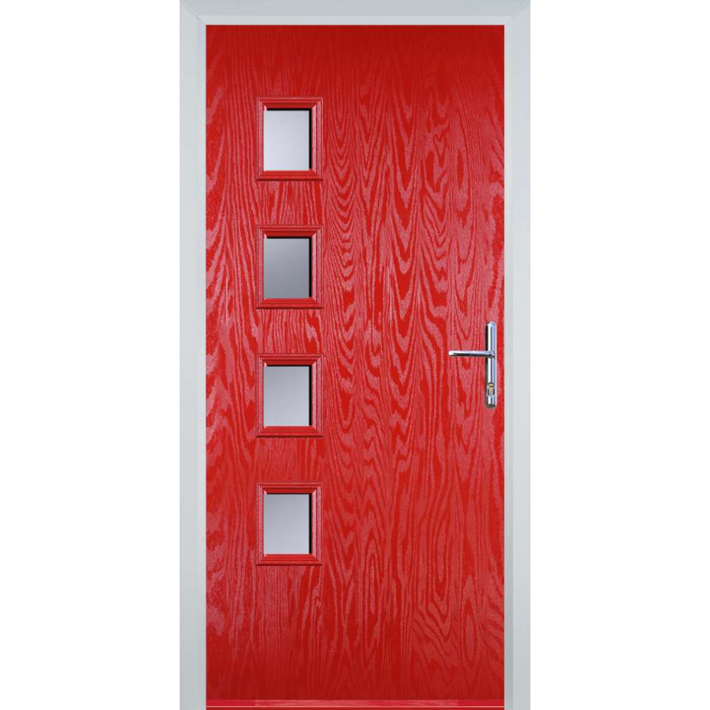 Door Stop 4 Square - Flush Grained (W4H) Composite Flush Door In Poppy Red (High Gloss) Image