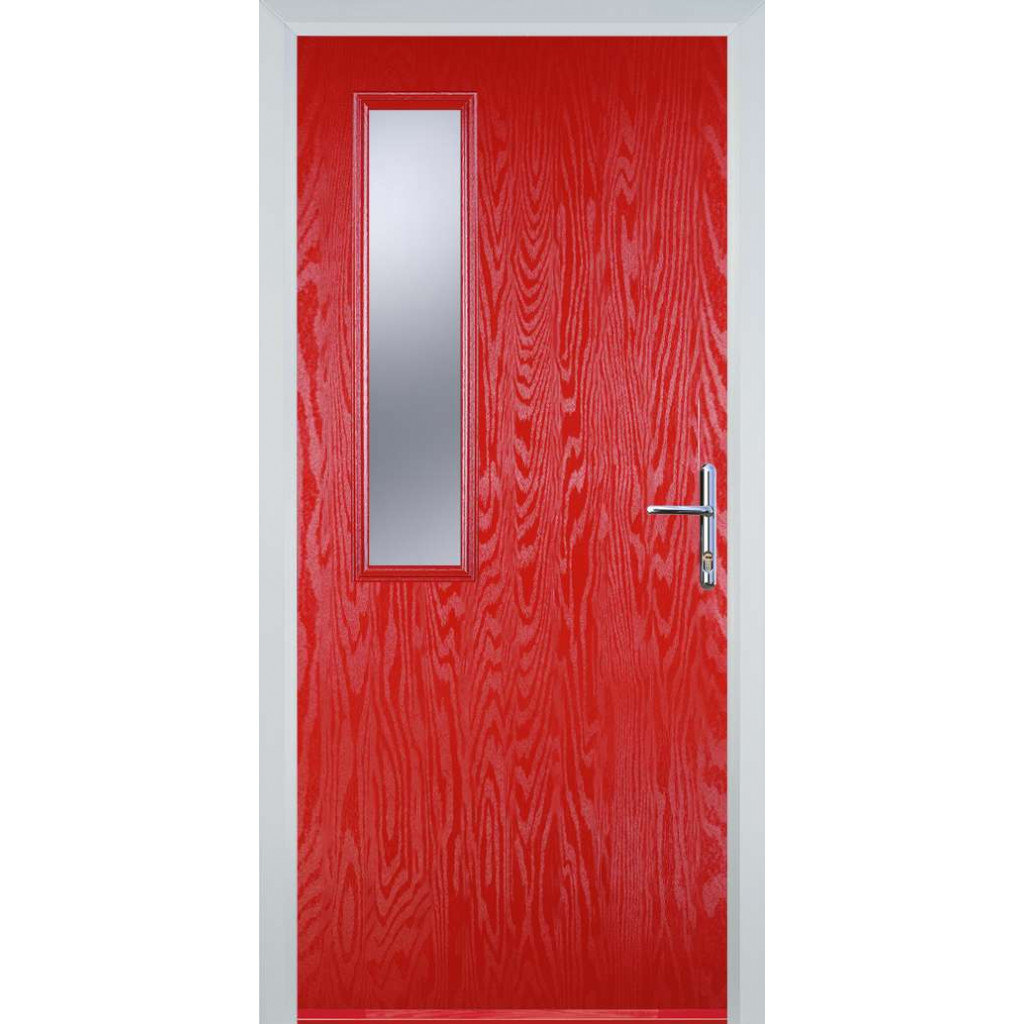 Door Stop Mid Square - Flush Grained (58) Composite Flush Door In Poppy Red (High Gloss) Image