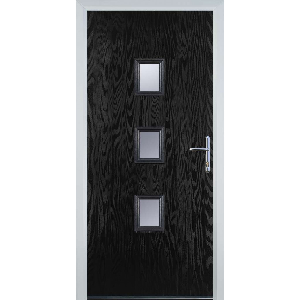 Door Stop 3 Square Mid - Flush Grained (Y3) Composite Flush Door In Black Image