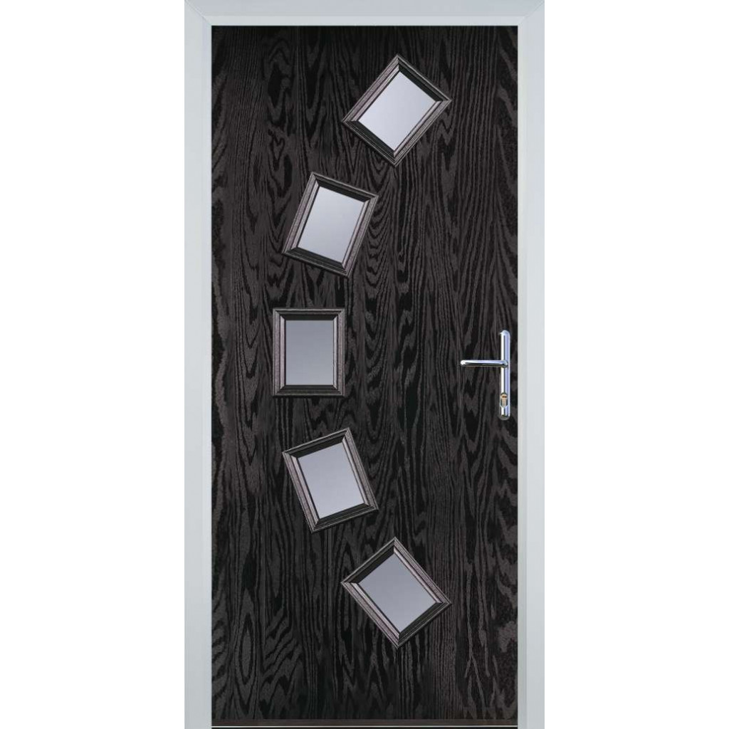 Door Stop 5 Square Curved - Flush Grained (54) Composite Flush Door In Black Brown Image