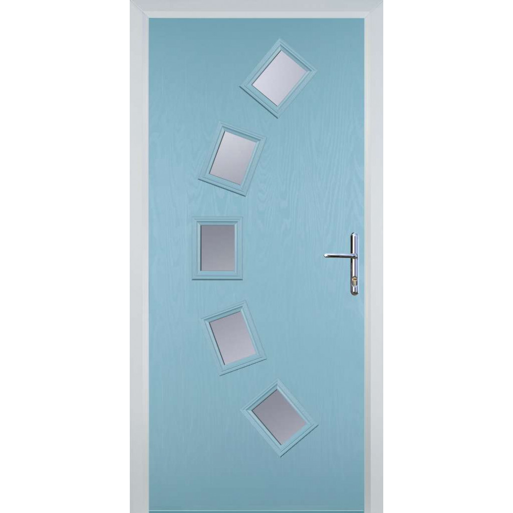 Door Stop 5 Square Curved - Flush Grained (54) Composite Flush Door In Duck Egg Blue Image