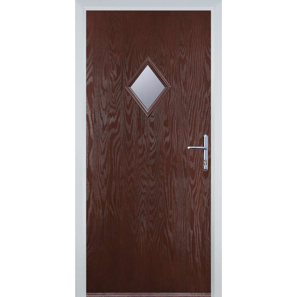 Door Stop Diamond - Flush Grained (P) Composite Flush Door In Dark Wood Image
