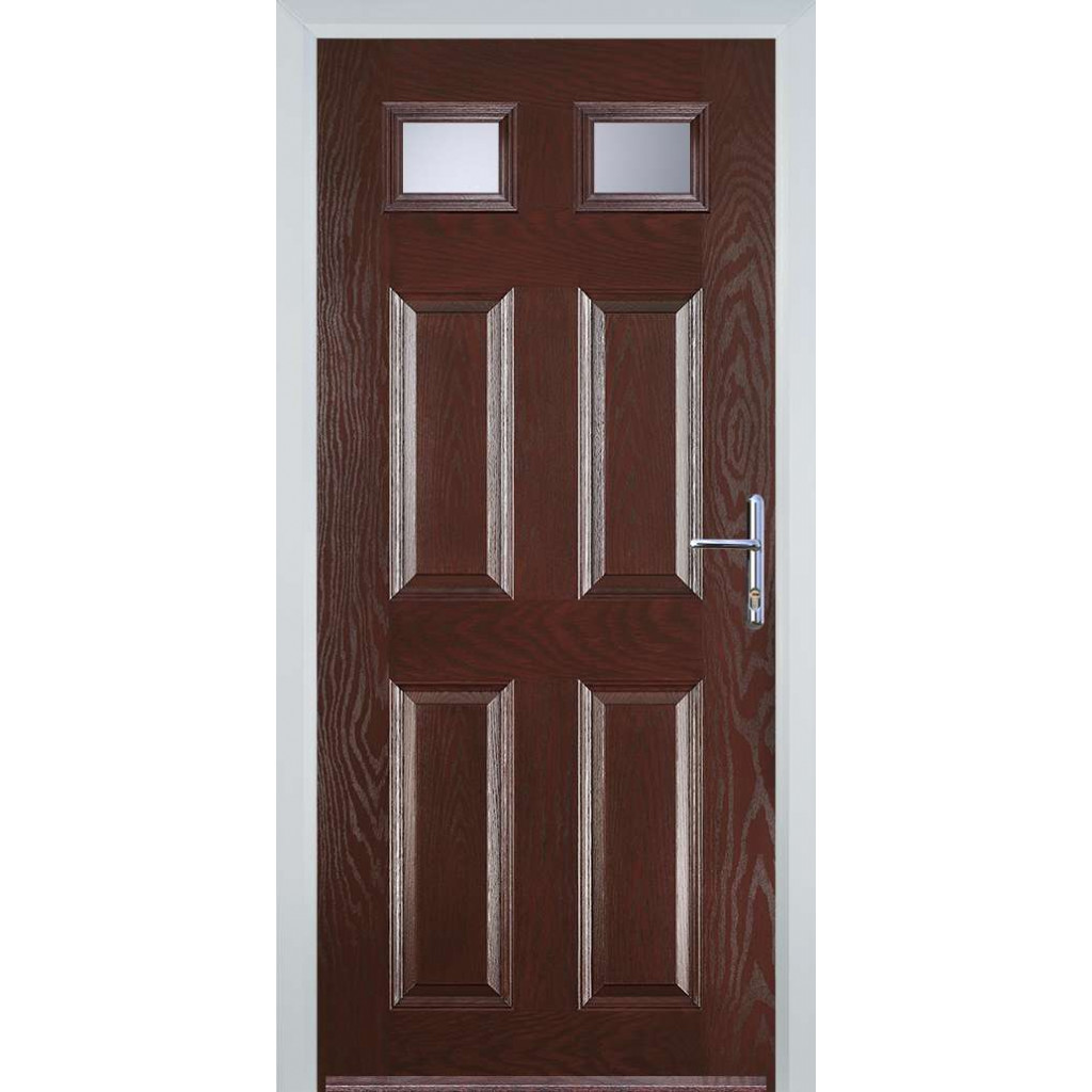 Door Stop 4 Panel 2 Square (I) Composite Traditional Door In Dark Wood Image