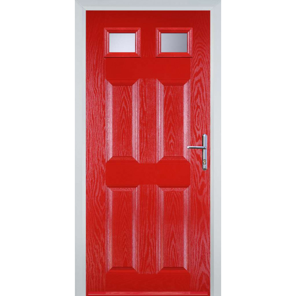 Door Stop 4 Panel 2 Square (I) Composite Traditional Door In Poppy Red (High Gloss) Image