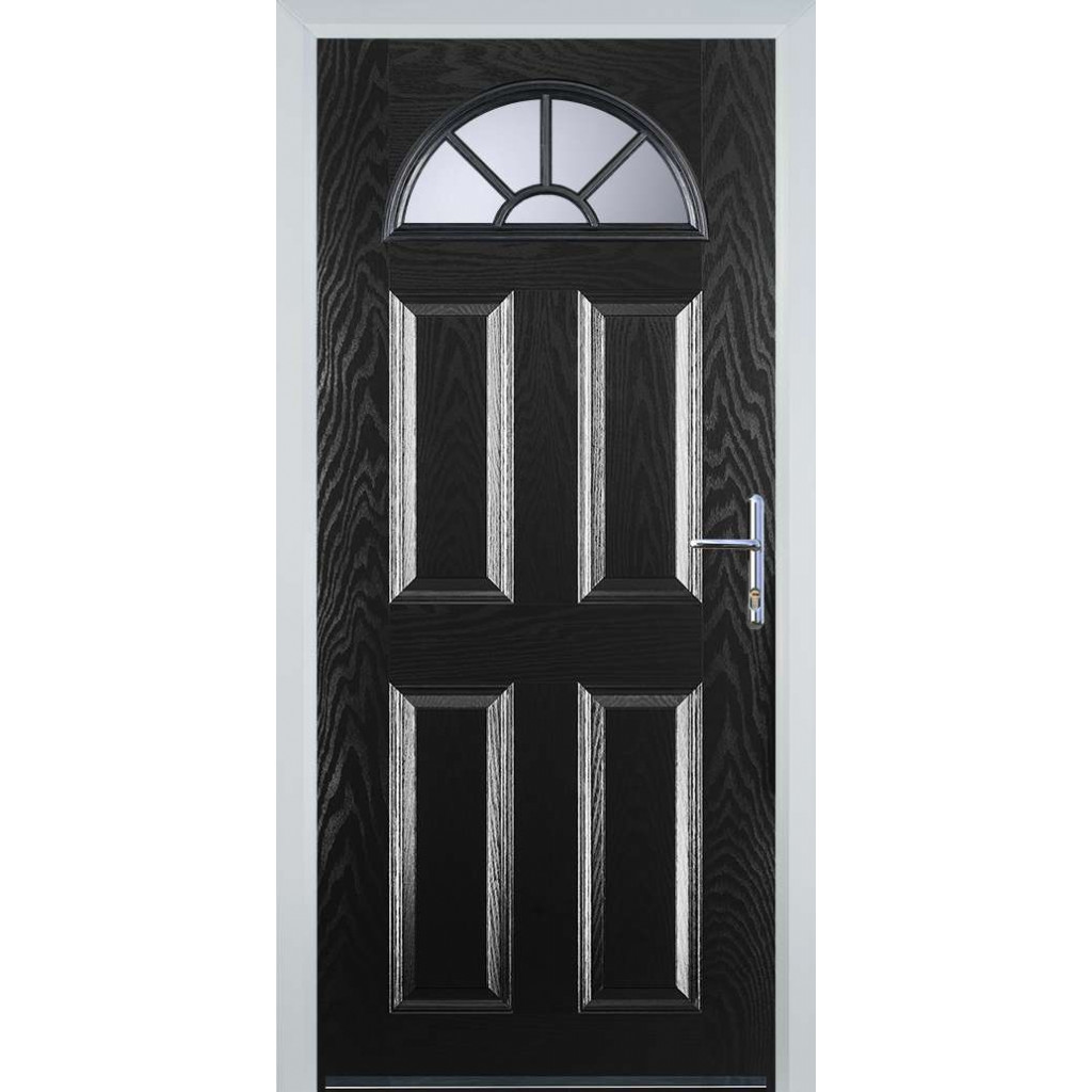 Door Stop 4 Panel Sunburst (J) Composite Traditional Door In Black Image