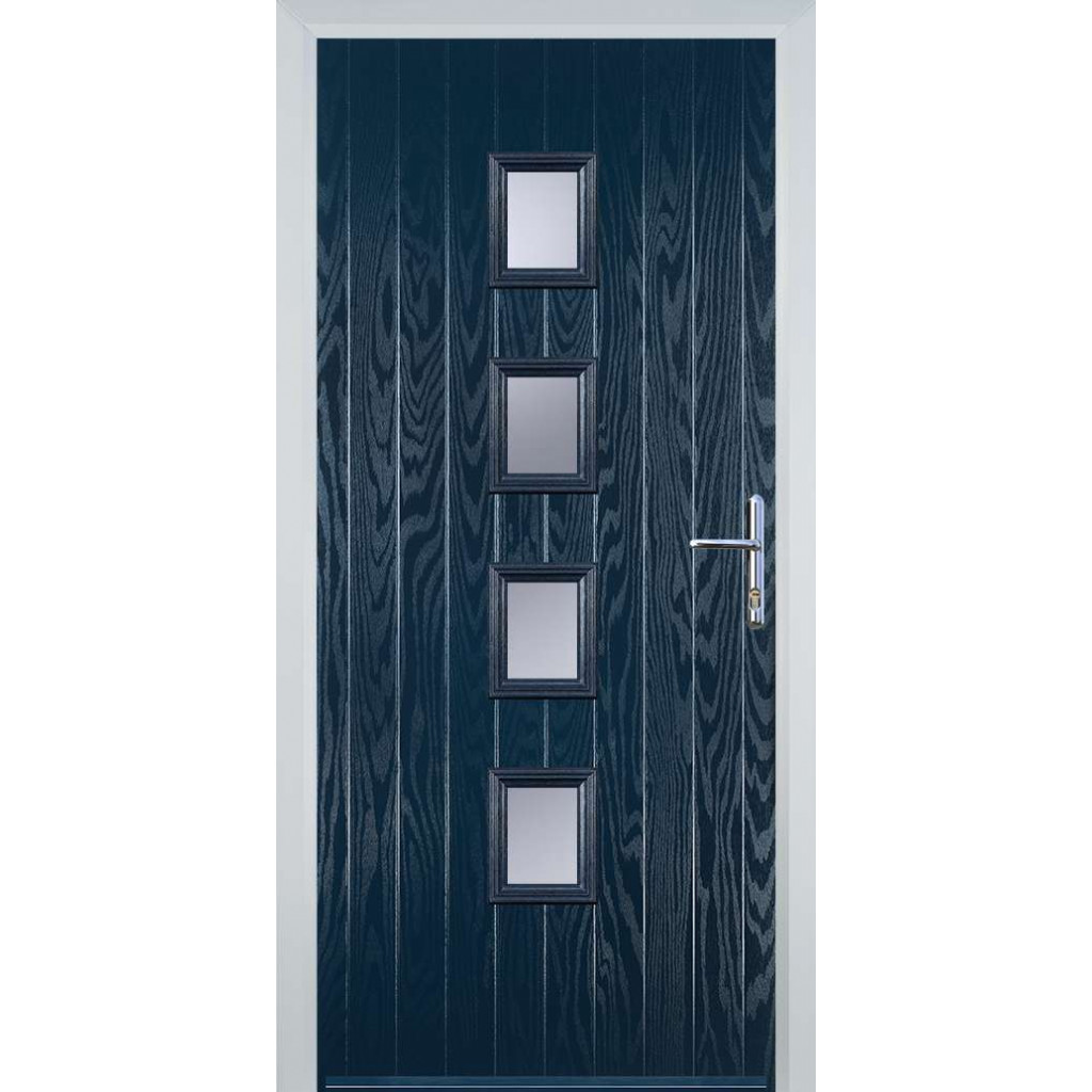 Door Stop 4 Square (W) Composite Contemporary Door In Blue Image
