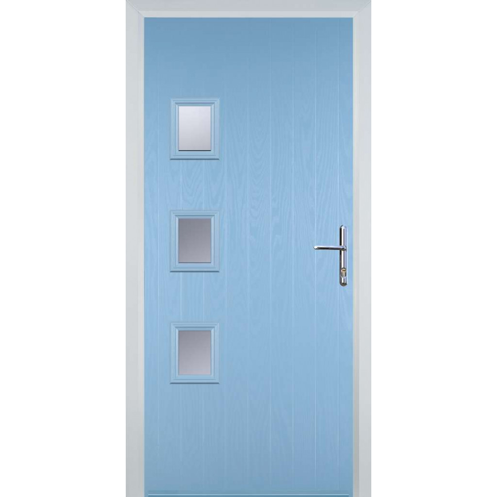 Door Stop 3 Square (YH) Composite Contemporary Door In Duck Egg Blue Image