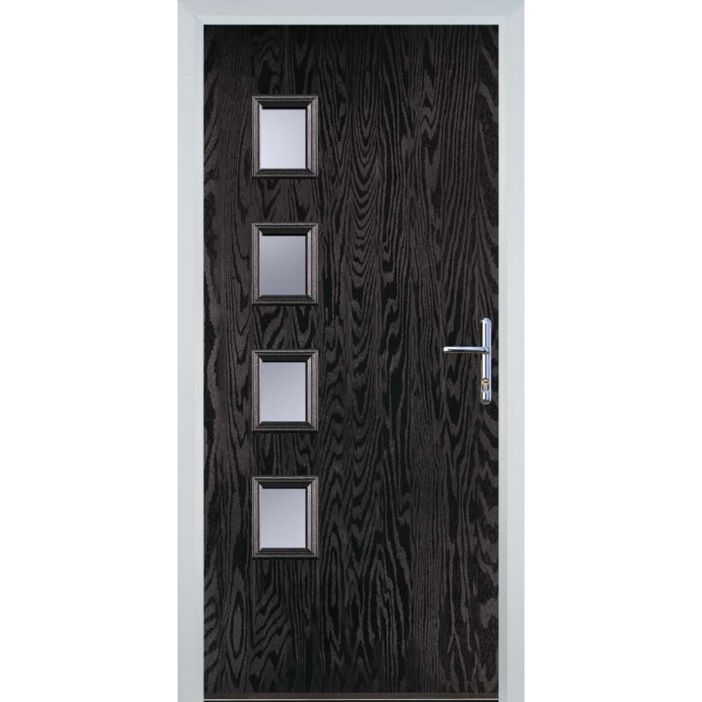 Door Stop 4 Square - Flush Grained (W4H) Composite Flush Door In Black Brown Image