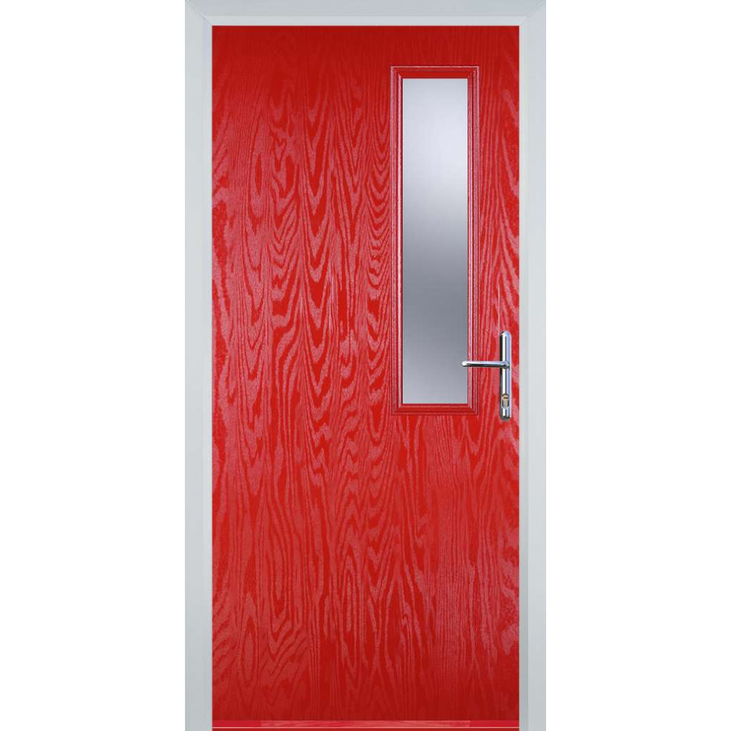 Door Stop Mid Square - Flush Grained (56) Composite Flush Door In Poppy Red (High Gloss) Image