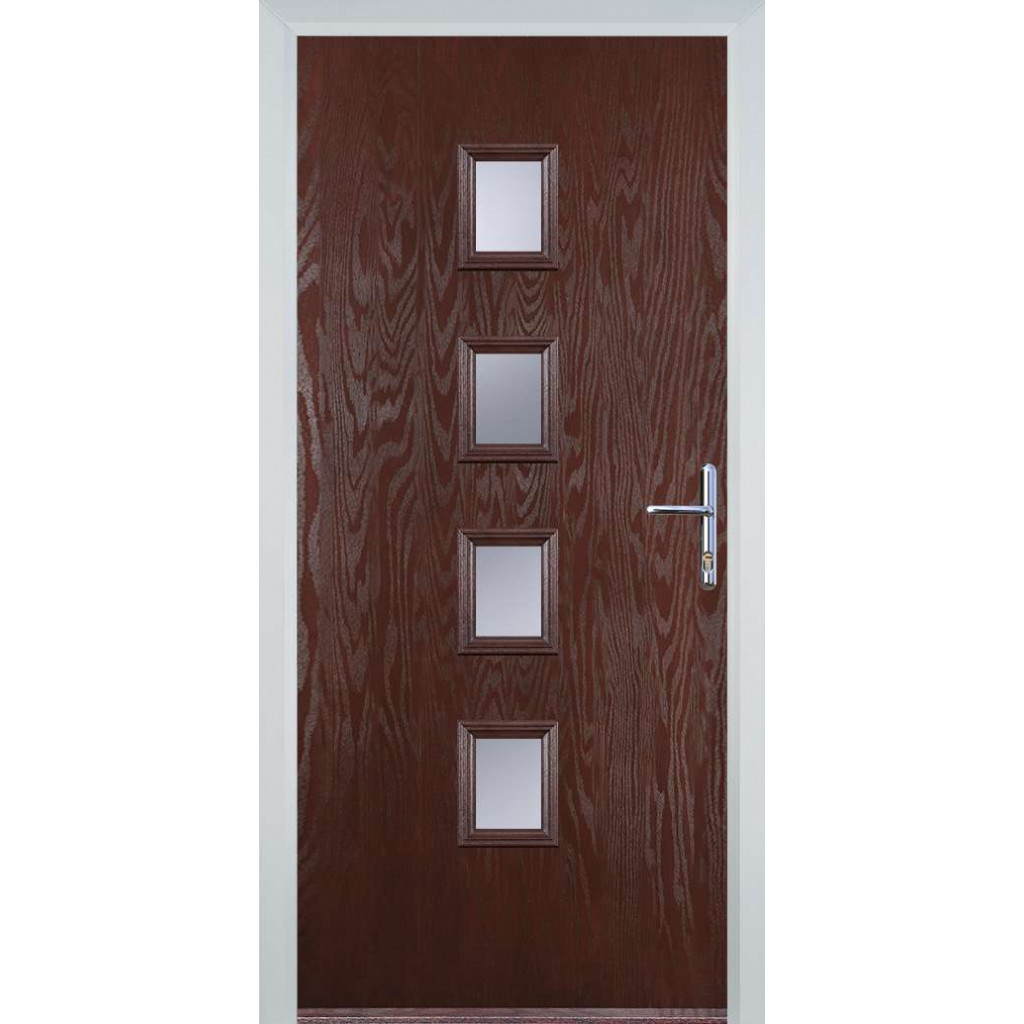 Door Stop 4 Square - Flush Grained (W) Composite Flush Door In Dark Wood Image