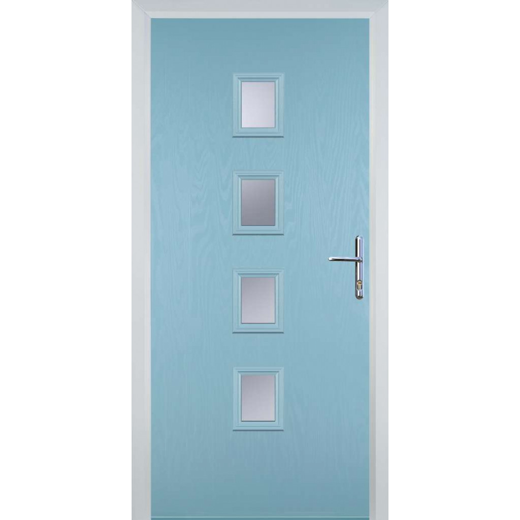 Door Stop 4 Square - Flush Grained (W) Composite Flush Door In Duck Egg Blue Image