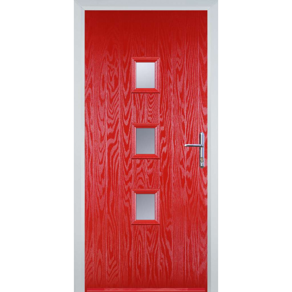 Door Stop 3 Square Mid (Y3) Composite Contemporary Door In Poppy Red (High Gloss) Image
