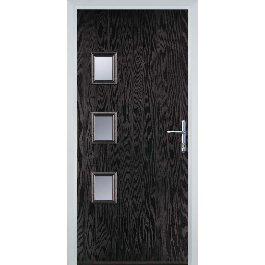 Door Stop 3 Square - Flush Grained (YH) Composite Flush Door In Black Brown Image