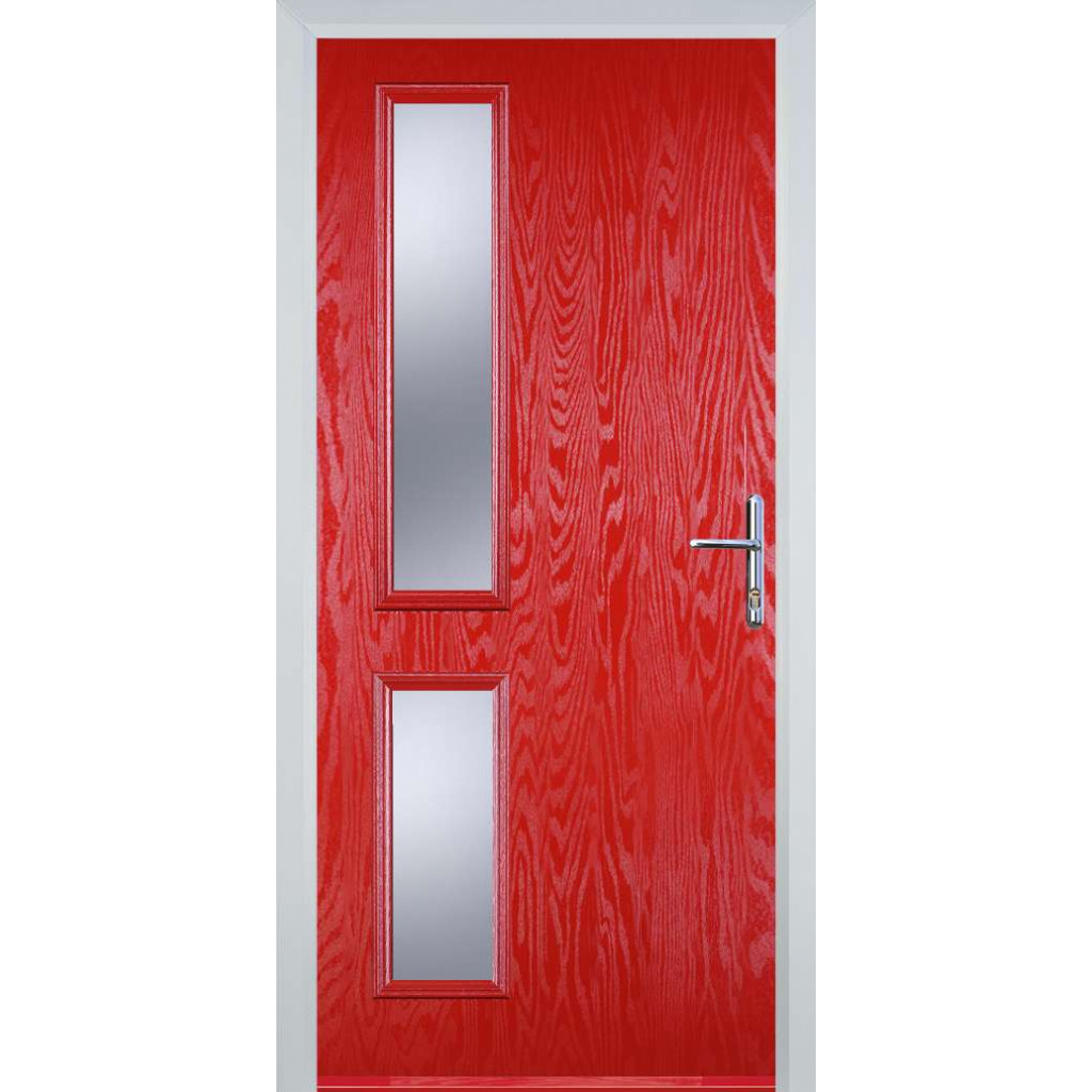 Door Stop Twin Side - Flush Grained (ZH) Composite Flush Door In Poppy Red (High Gloss) Image