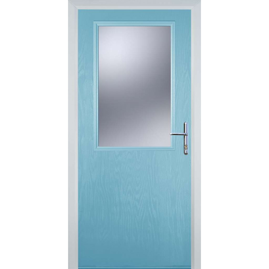 Door Stop Cottage Half Glaze - Flush Grained (V) Composite Flush Door In Duck Egg Blue Image
