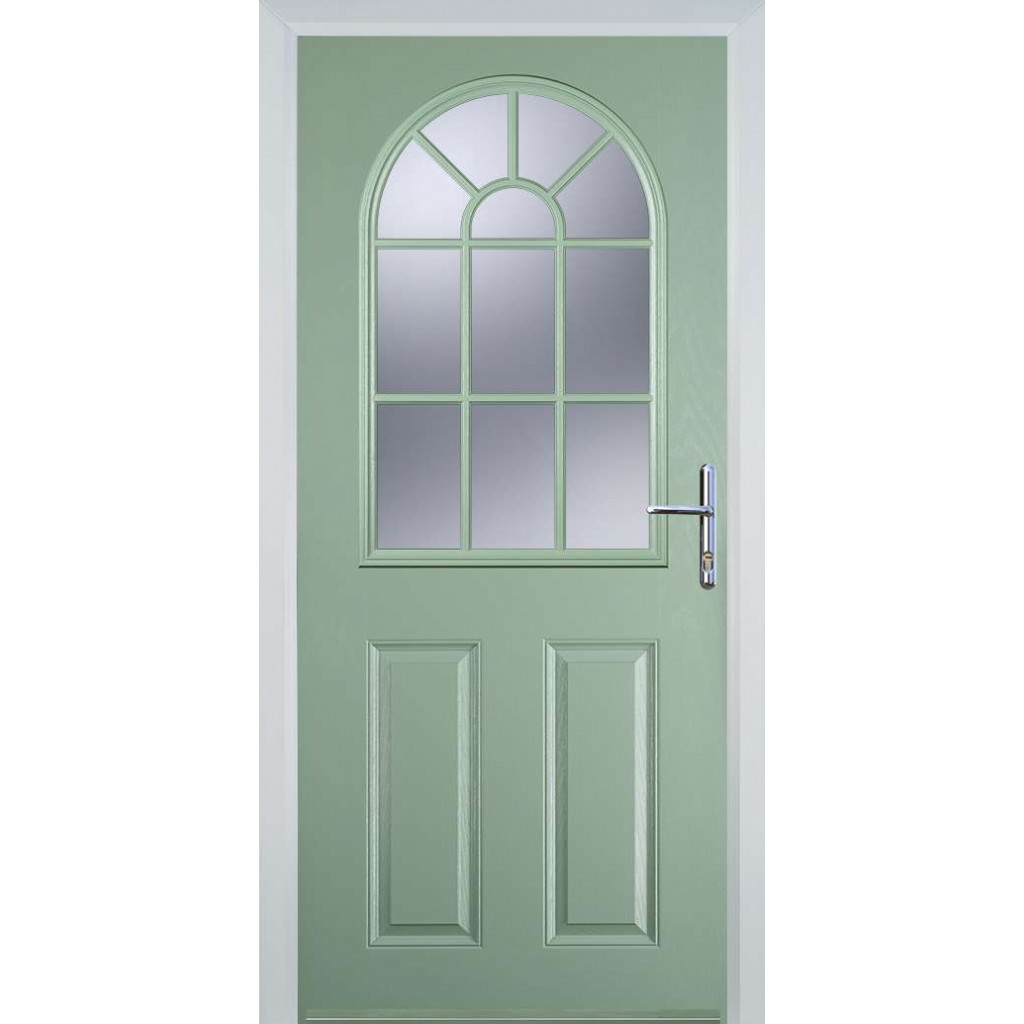 Door Stop 2 Panel Sunburst (L) Composite Traditional Door In Chartwell Green Image