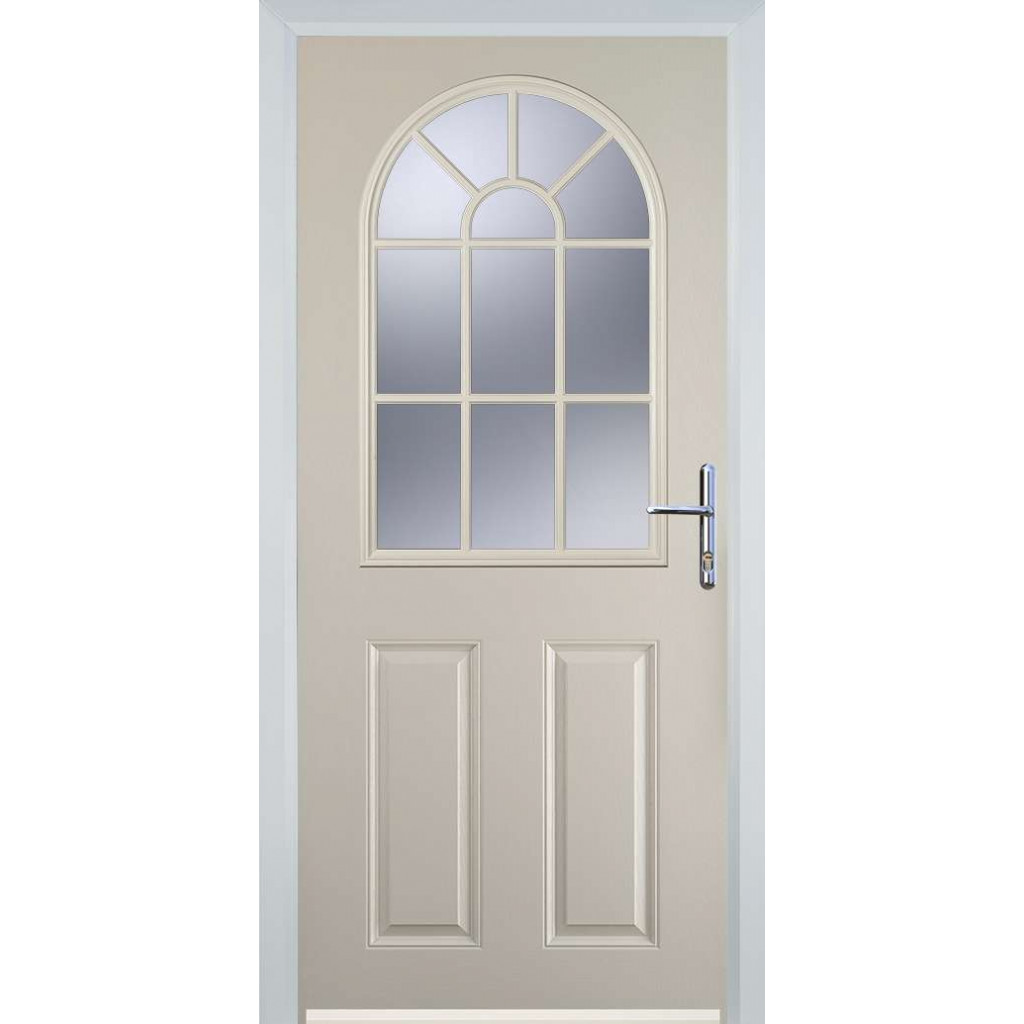 Door Stop 2 Panel Sunburst (L) Composite Traditional Door In Cream Image