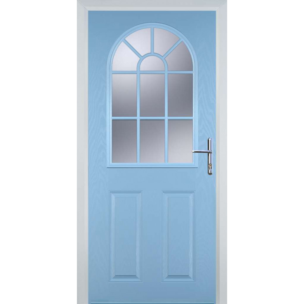 Door Stop 2 Panel Sunburst (L) Composite Traditional Door In Duck Egg Blue Image