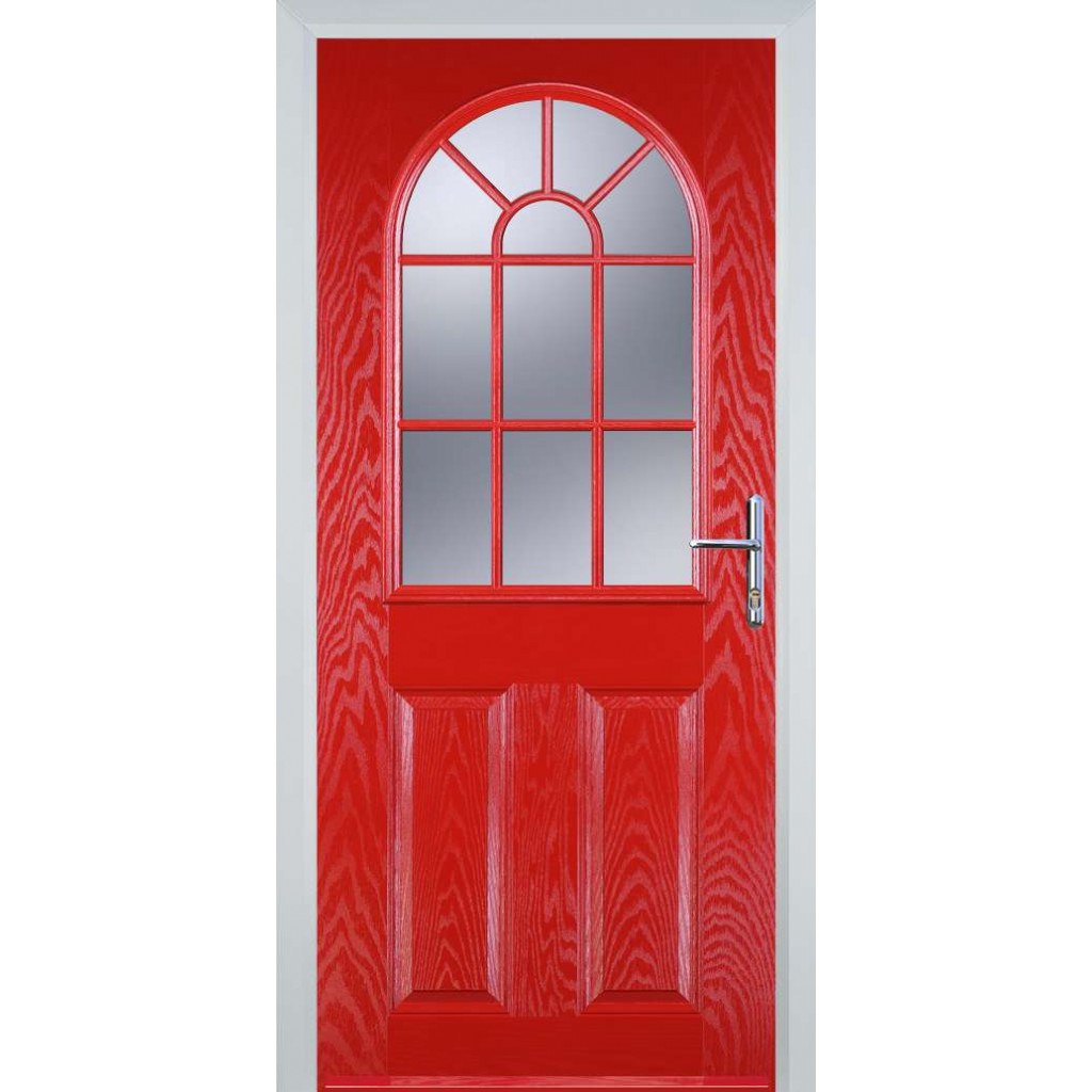 Door Stop 2 Panel Sunburst (L) Composite Traditional Door In Poppy Red (High Gloss) Image