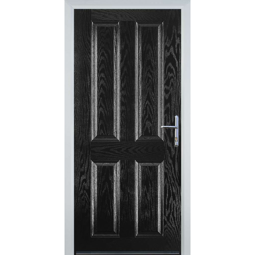 Door Stop 4 Panel (Q) Composite Traditional Door In Black Image
