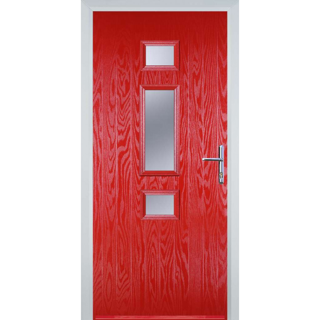 Door Stop Mid 3 Square (S) Composite Contemporary Door In Poppy Red (High Gloss) Image