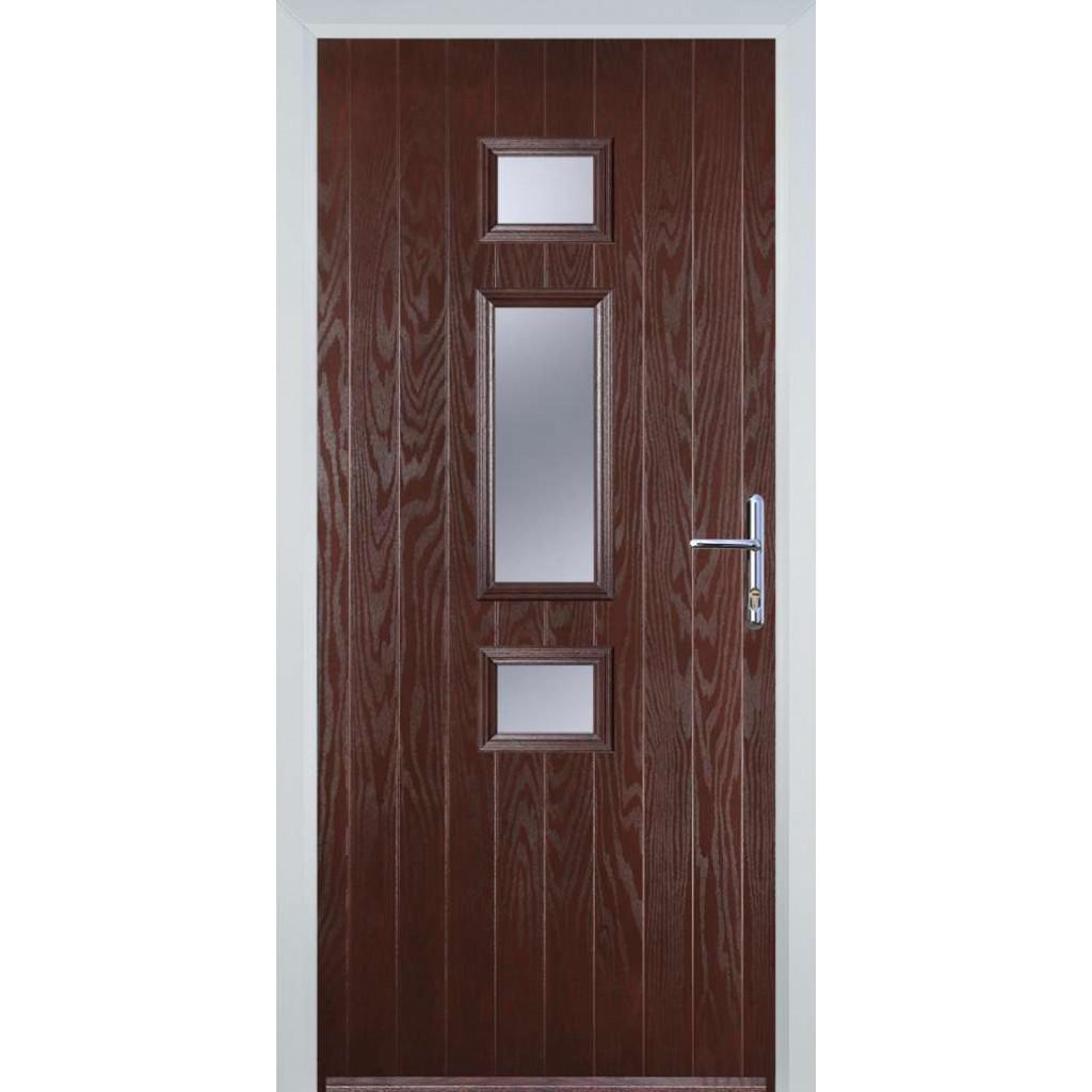 Door Stop Mid 3 Square (S) Composite Contemporary Door In Dark Wood Image