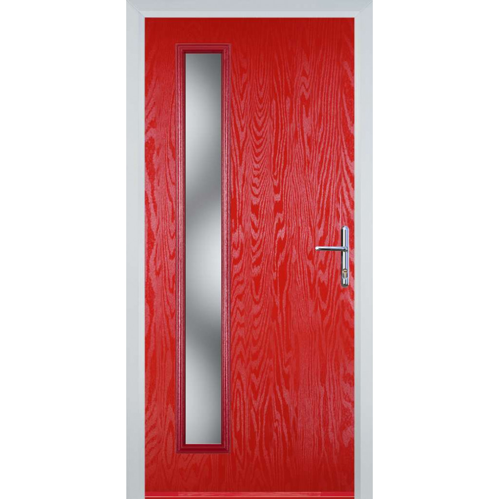 Door Stop Cottage Long - Flush Grained (60) Composite Flush Door In Poppy Red (High Gloss) Image