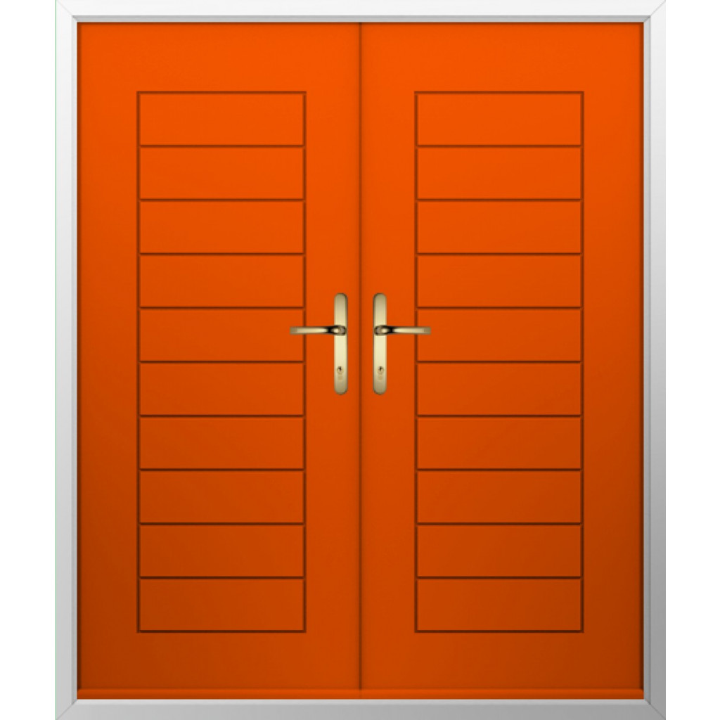 Solidor Palermo Solid Composite French Door In Tangerine Image