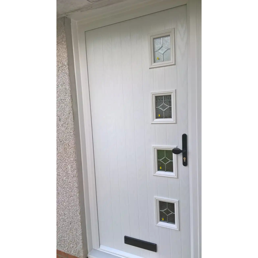 Door Stop 3 Panel 1 Square (61) Composite Traditional Door In Poppy Red (High Gloss) Image