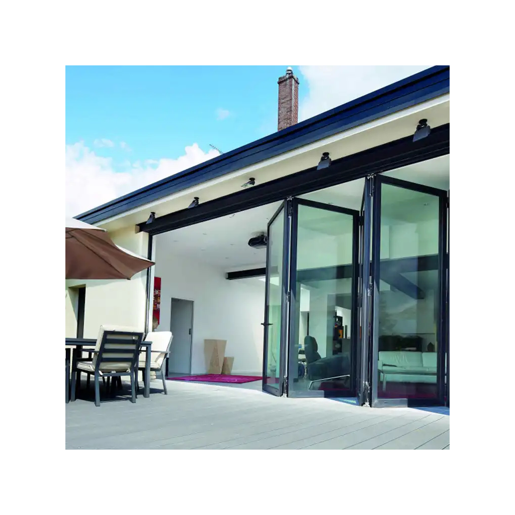 Reynaers CF68 4 Pane Bi-Fold Door In Grey (Matt) - Split in the middle, 2 fold to the Left and 2 fold to the Right (2800mm x 1700mm) Image