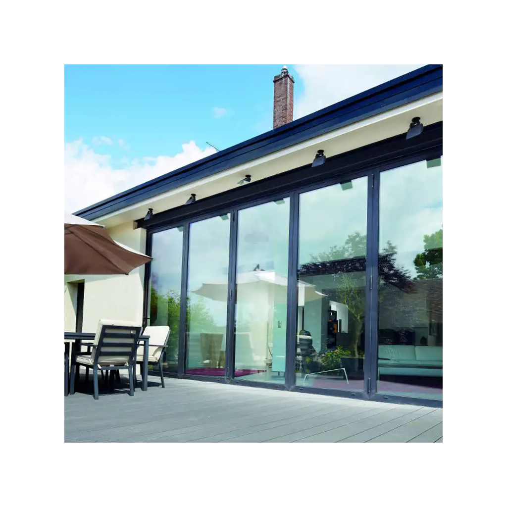 Reynaers CF68 4 Pane Bi-Fold Door In Grey (Matt) - Split in the middle, 2 fold to the Left and 2 fold to the Right (2800mm x 1700mm) Image