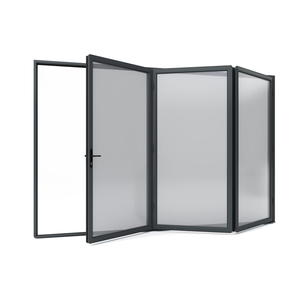 Korniche 3 Pane Bi-Fold Door In White (Satin) - All Doors Fold Right to Left (2000mm x 1810mm) Image