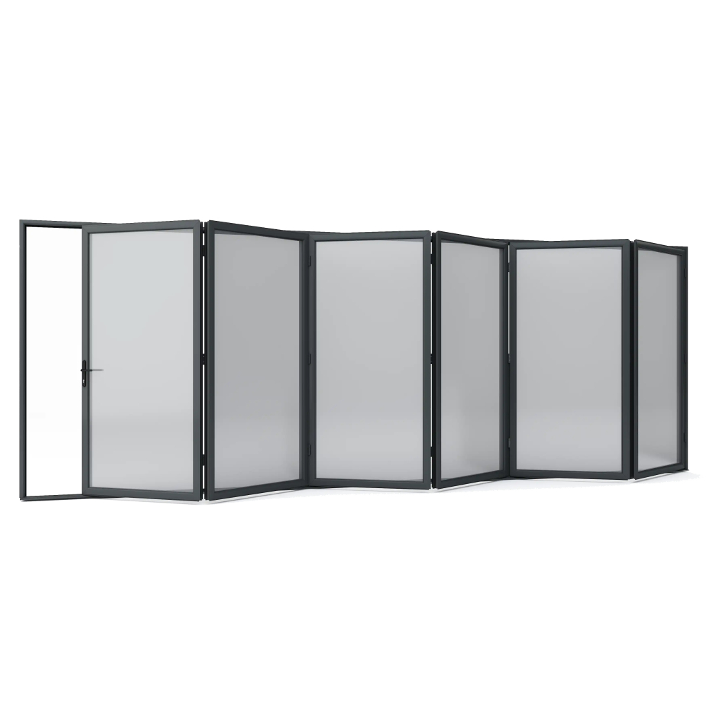 Korniche 6 Pane Bi-Fold Door In White (Satin) - All Doors Fold Right to Left (4400mm x 1091mm) Image