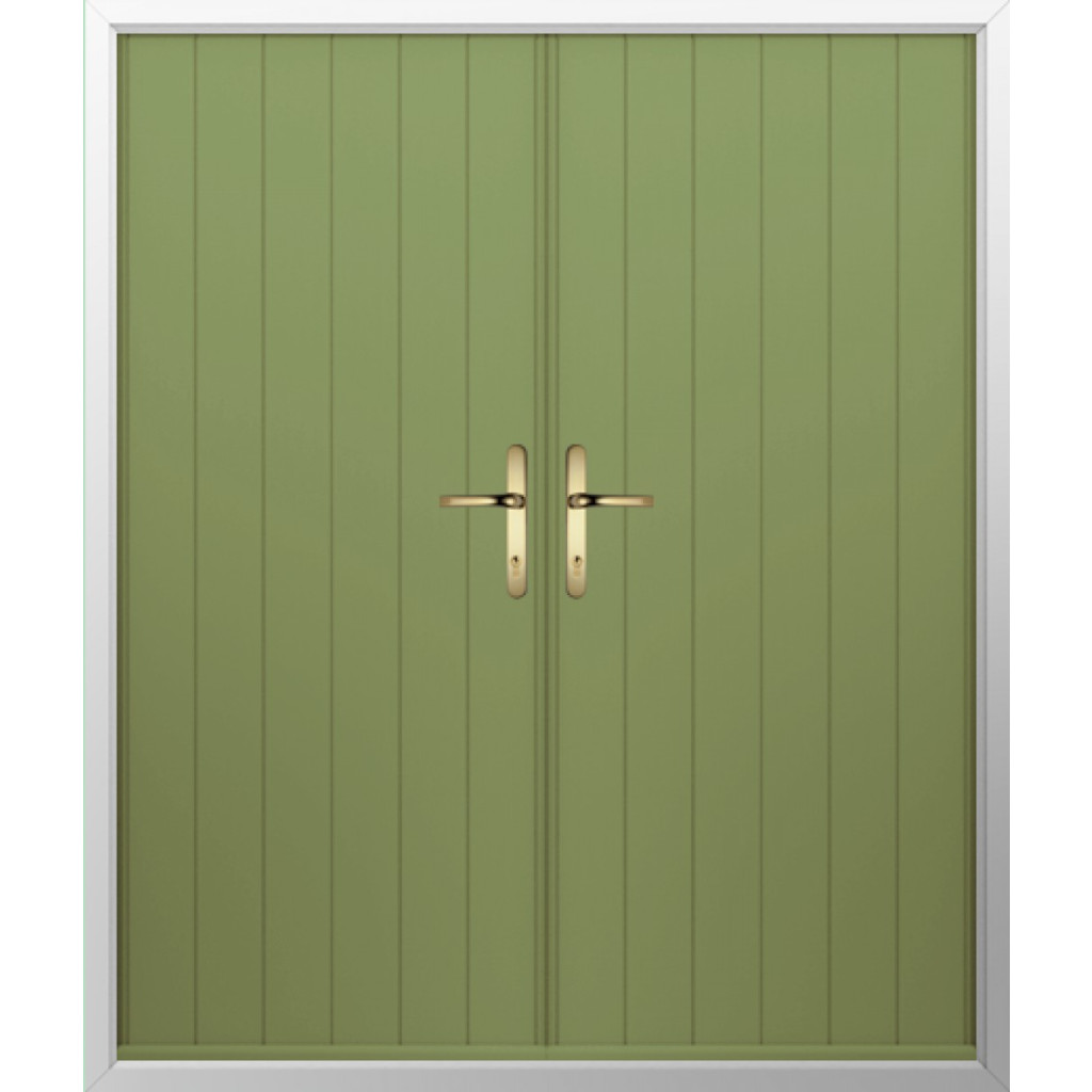 Solidor Flint Solid Composite French Door In Forest Green Image