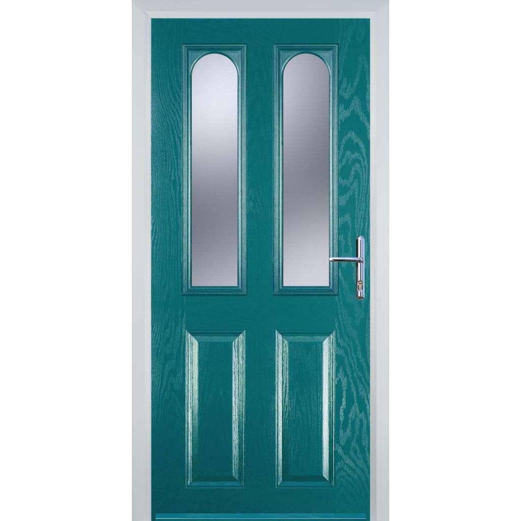 Door Stop 2 Panel 2 Arch (A) Composite Traditional Door In Turquoise Blue Image