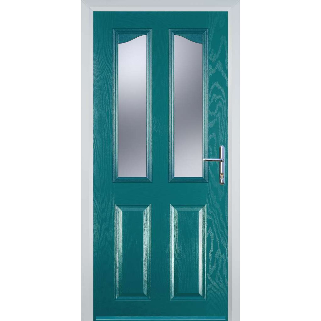 Door Stop 2 Panel 2 Angle (B) Composite Traditional Door In Turquoise Blue Image