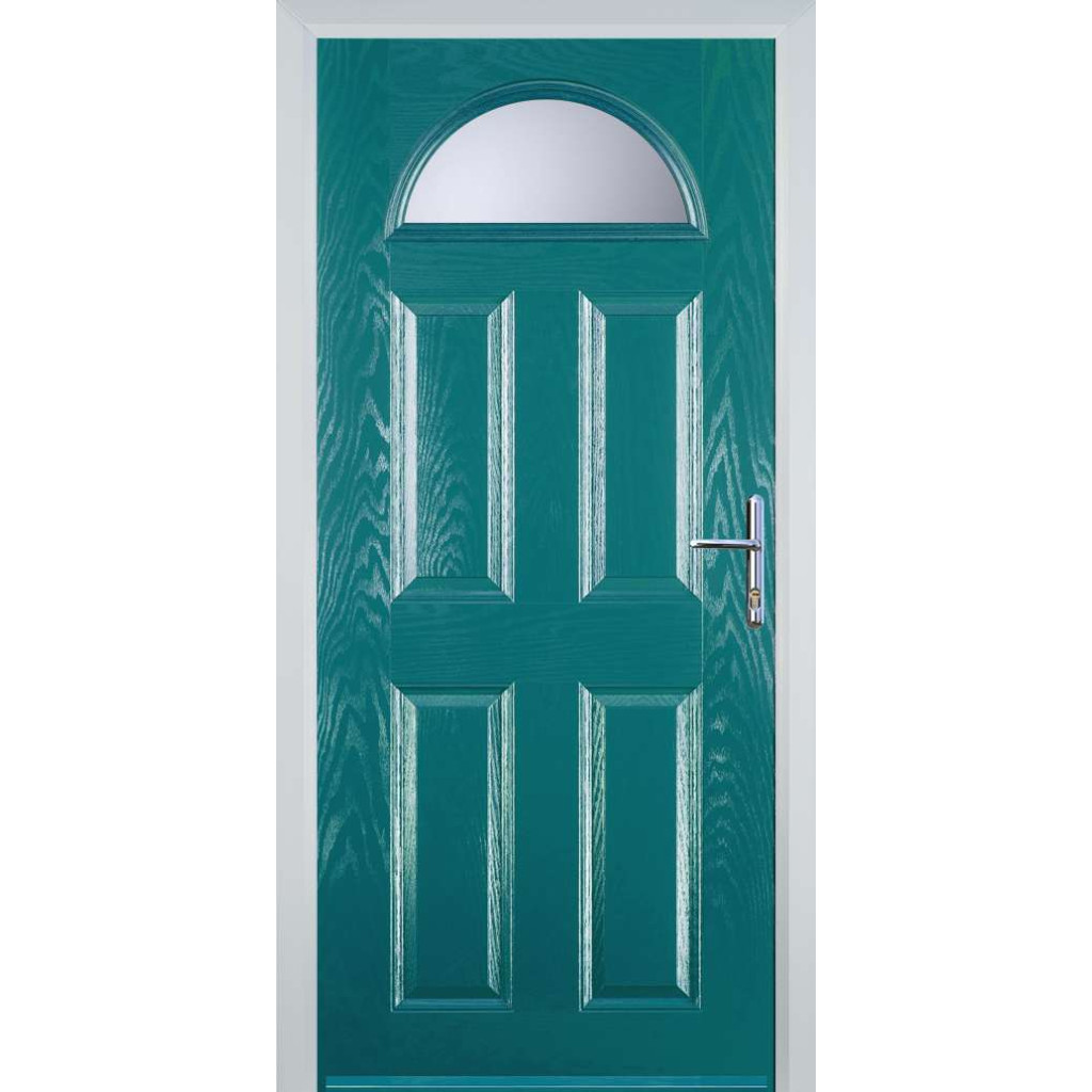 Door Stop 4 Panel 1 Arch (D) Composite Traditional Door In Turquoise Blue Image