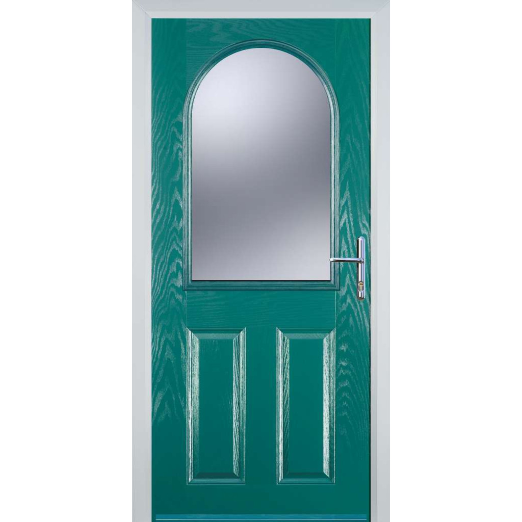 Door Stop 2 Panel 1 Arch (E) Composite Traditional Door In Turquoise Blue Image