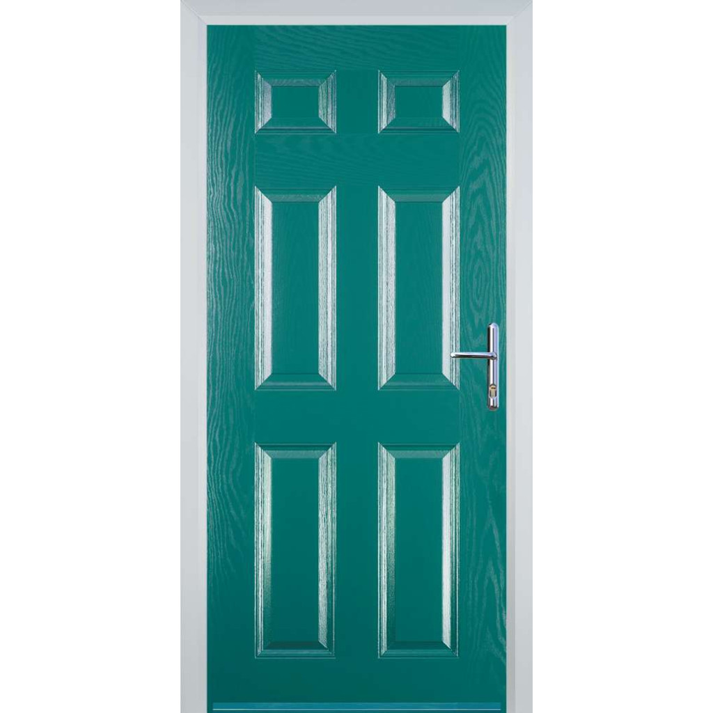 Door Stop 6 Panel (H) Composite Traditional Door In Turquoise Blue Image