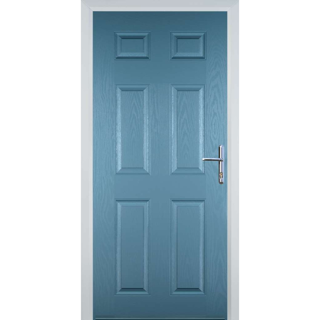 Door Stop 6 Panel (H) Composite Traditional Door In Pastel Blue Image