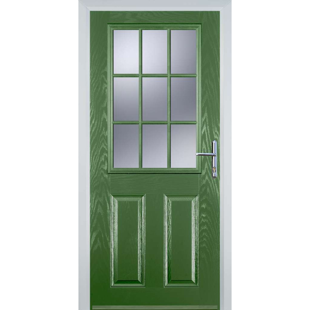 Door Stop 2 Panel 1 Grill (K) Composite Traditional Door In Fern Green Image