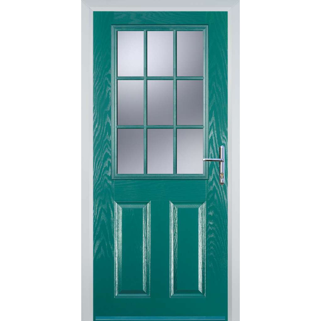 Door Stop 2 Panel 1 Grill (K) Composite Traditional Door In Turquoise Blue Image