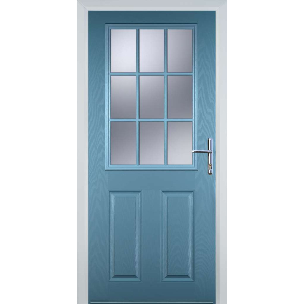 Door Stop 2 Panel 1 Grill (K) Composite Traditional Door In Pastel Blue Image