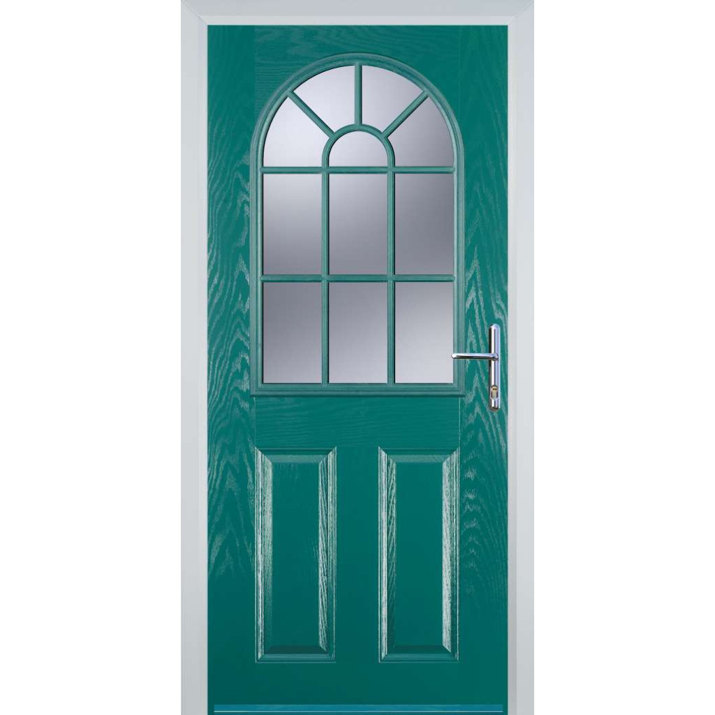 Door Stop 2 Panel Sunburst (L) Composite Traditional Door In Turquoise Blue Image